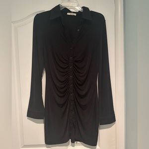 Pacsun L.A. Hearts Black Ruched Mini Shirt Dress